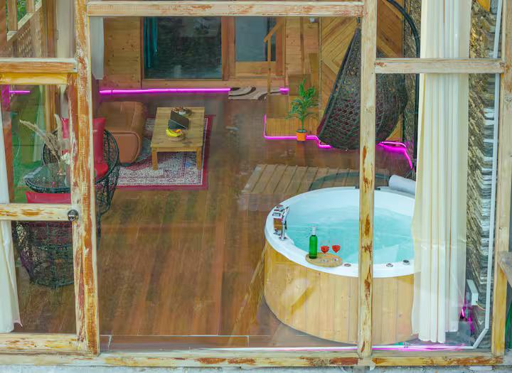 Private Jacuzzi & Mountain Views Cozy Wooden Cabin x Solis Nature