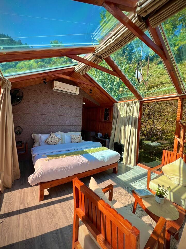 Dreamy Wood n Glass Cabin with Cafe in Forest x Solis Nature